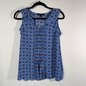 Banana Republic Factory Blue Geo Pintuck Sleeveless Camisole